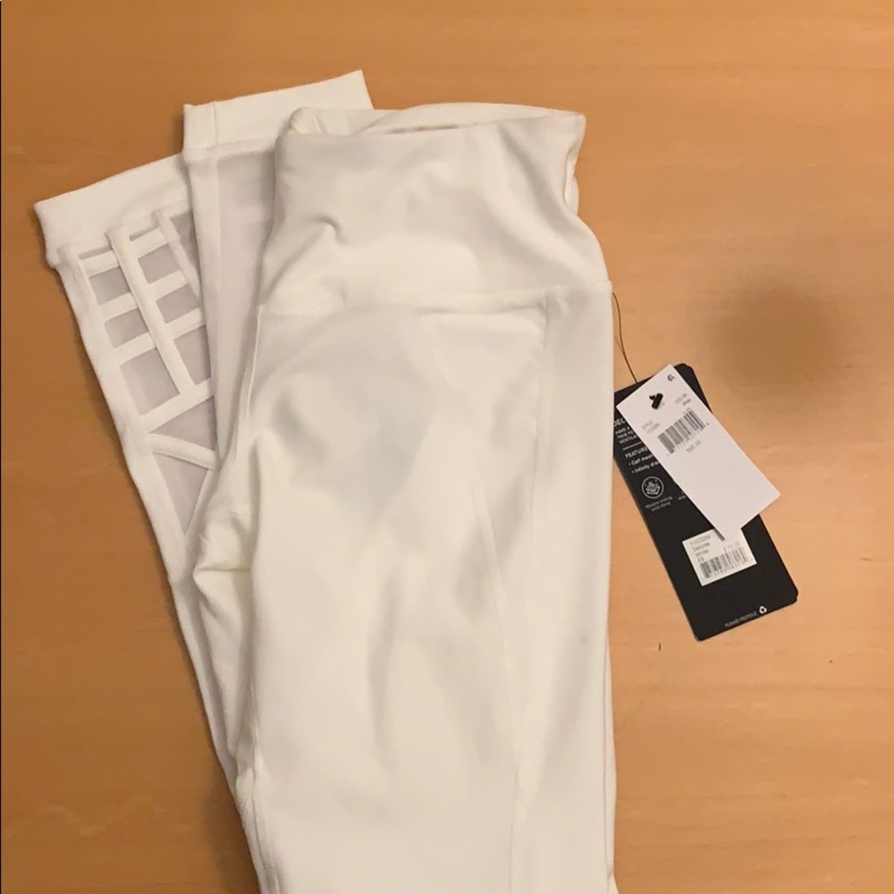 MPG white leggings with mesh detailing